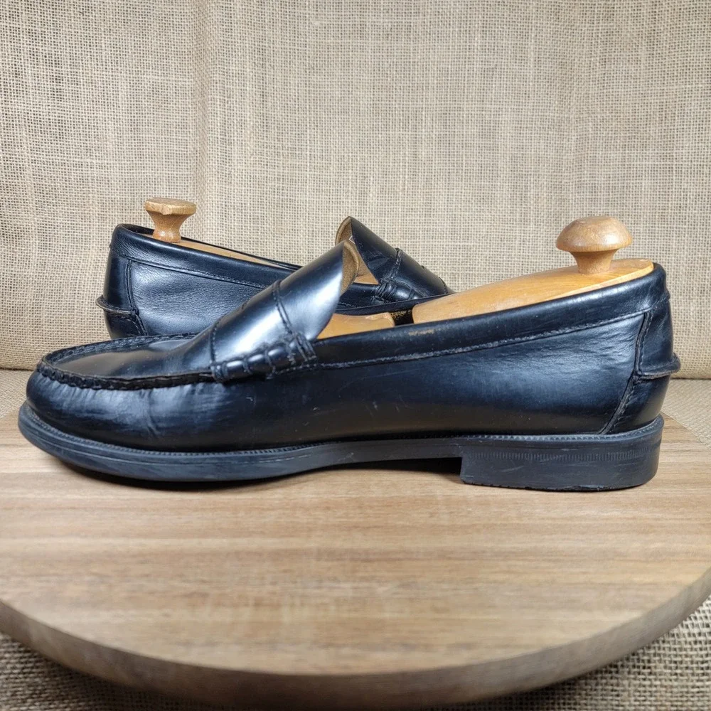 Sebago Classic Penny Loafers Black Leather Handsewn Slip On Men's 11 E Wide